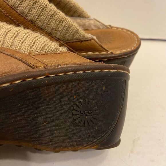 Ugg brown fur lined clogs mules size 10 sn #1937 - Picture 5 of 9